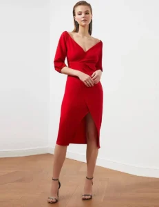 Elegant red western dress for women